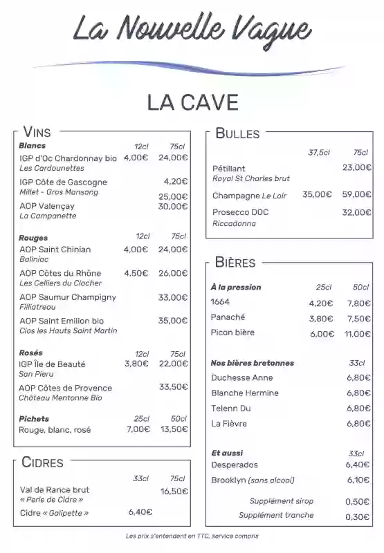 La Carte - La Nouvelle Vague - Restaurant Auray - restaurant Français AURAY